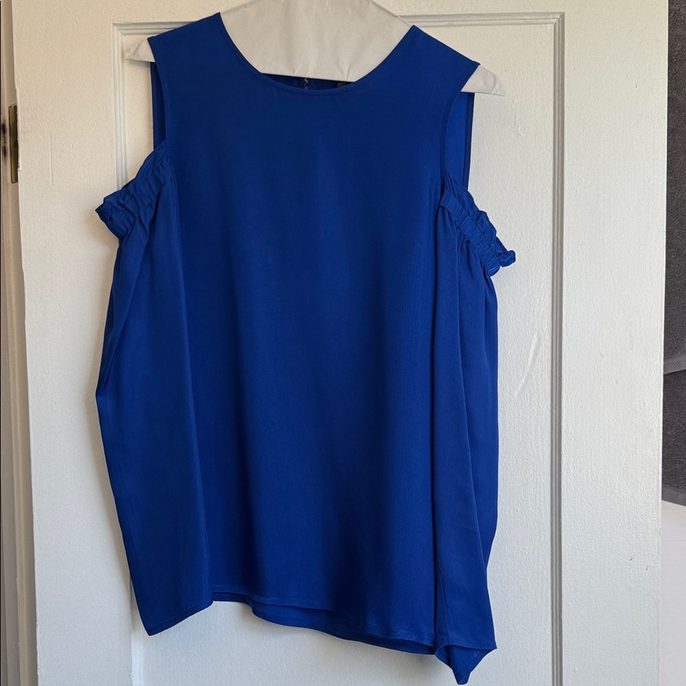 Club Monaco Royal Blue Cold-Shoulder Blouse